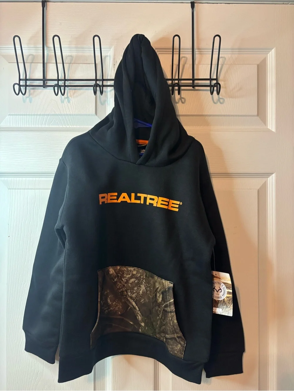 Kids Realtree Black and Camo Hoodie Size 7/8